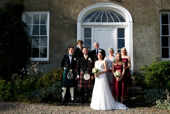 Bridal party in front of the house : Breckenhill Unique Wedding Venue : Civil Marriages & Partnerships : Antrim, Northern Ireland